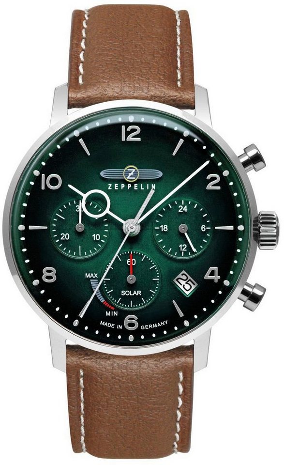 ZEPPELIN Chronograph LZ 129 Hindenburg Solar Sustainable Planet, Armbanduhr, Herrenuhr, Solar, Datum, Stoppfunktion, Made in Germany von ZEPPELIN