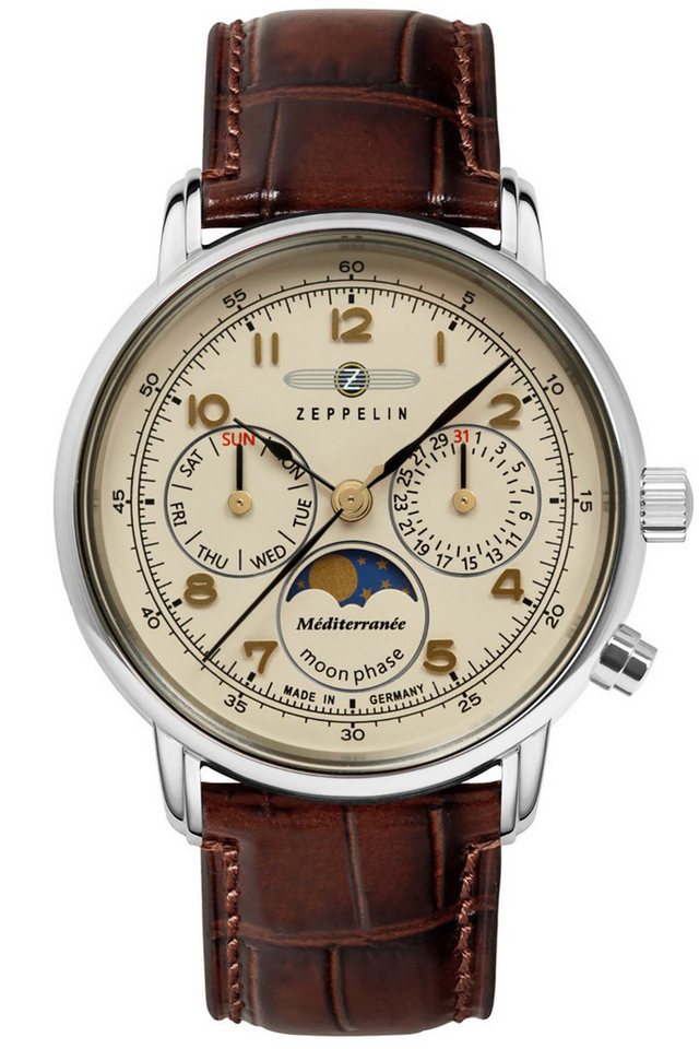 ZEPPELIN Quarzuhr 100 Jahre Méditerranée Mondphase Braun von ZEPPELIN