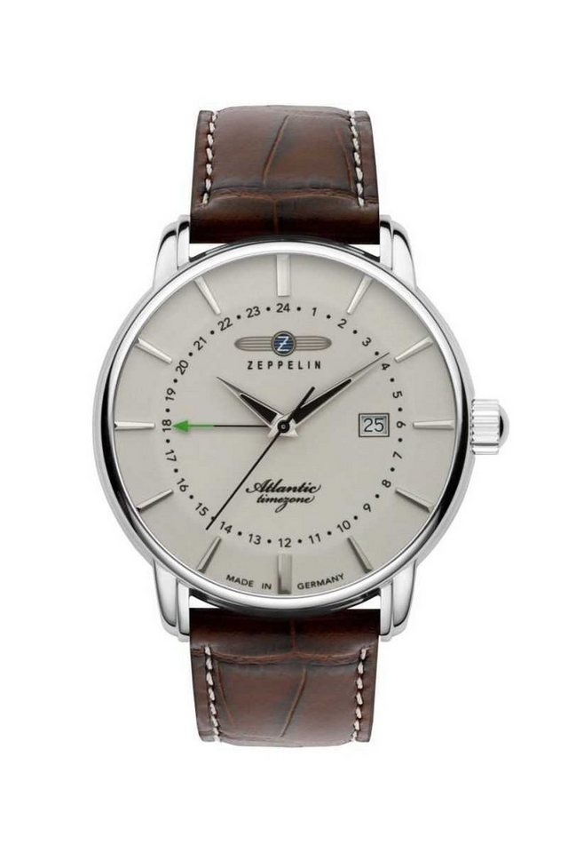 ZEPPELIN Quarzuhr Atlantic GMT-Time Herrenuhr Lederband 40 mm 8442-5 von ZEPPELIN