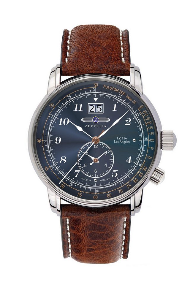 ZEPPELIN Quarzuhr LZ 126 Los Angeles Big Date 8644-3, Armbanduhr, Herrenuhr, Datum, Lederarmband, Made in Germany von ZEPPELIN