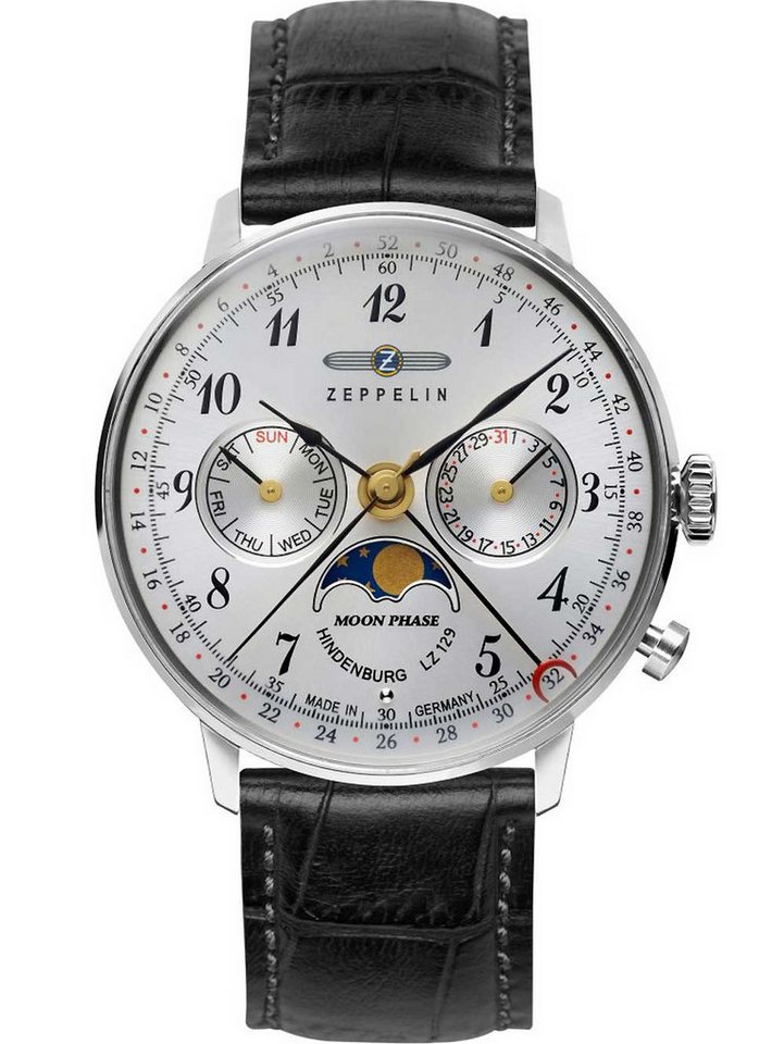 ZEPPELIN Quarzuhr Zeppelin 7037-1 Hindenburg LZ129 Damenuhr m. Mondphase 36mm 3ATM Zeppelin 7037-1 Hindenburg LZ129 Damenuhr m. Mondphase 36mm 3ATM von ZEPPELIN