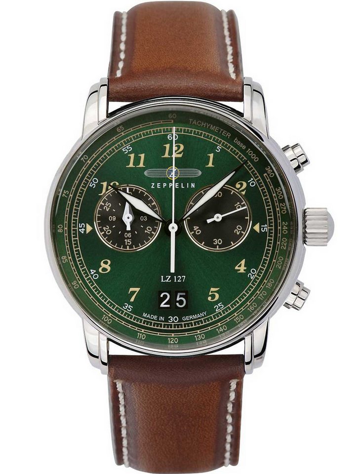 ZEPPELIN Quarzuhr Zeppelin 8684-4 Graf Zeppelin LZ127 Big-Date Chronograph Herrenuhr 41m Zeppelin 8684-4 Graf Zeppelin LZ127 Big-Date Chronograph Herrenuhr 41mm 5ATM von ZEPPELIN