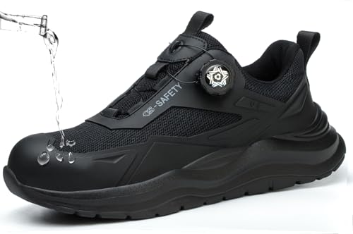 ZEPYFXIT Arbeitsschuhe Herren Damen Sicherheitsschuhe Winter Wasserdicht rutschfeste Stahlkappe s3 Leicht Atmungsaktiv Stahlkappenschuhe Schwarz Größe 39 von ZEPYFXIT