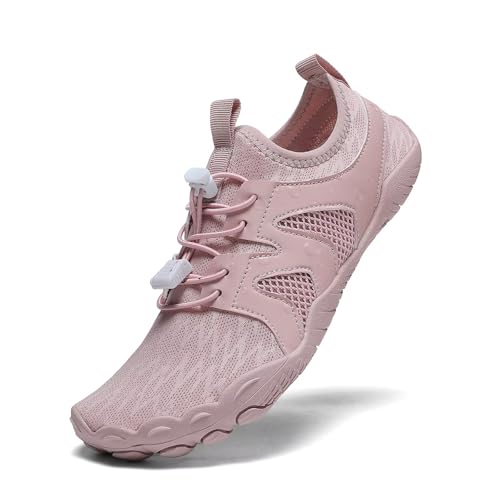 ZEPYFXIT Barfuss Schuhe Damen Sommer Barfußschuhe Herren Wasserschuhe Schnell Trocknend Badeschuhe Aquaschuhe rutschfeste Strandschuhe Zehenschuhe(Rosa Lila,35 EU) von ZEPYFXIT