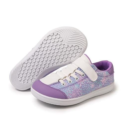 ZEPYFXIT Barfussschuhe Kinder Unisex Barfußschuhe Junge Mädchen Breite Zehenbox Minimalistische rutschfest Walking Schuhe Klettverschluss Traillaufschuhe(Lila,32 EU) von ZEPYFXIT