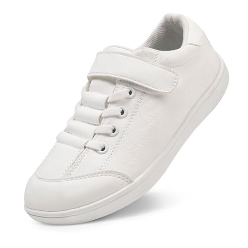 ZEPYFXIT Barfussschuhe Kinder Unisex Barfußschuhe Junge Mädchen Breite Zehenbox Minimalistische rutschfest Walking Schuhe Klettverschluss Traillaufschuhe(Weiß,29 EU) von ZEPYFXIT