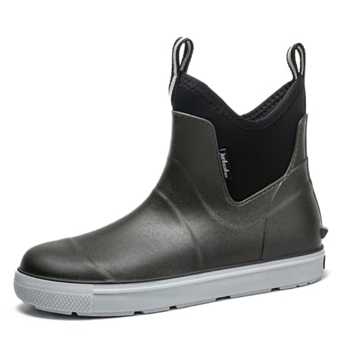 ZEPYFXIT Gummistiefel Herren Kurze Wasserdicht Regenschuhe Gartenschuhe Chelsea Stiefel rutschfest Regenstiefel Deckstiefel Stiefeletten Segelstiefel Rain Boots(Grün 25257,43 EU) von ZEPYFXIT