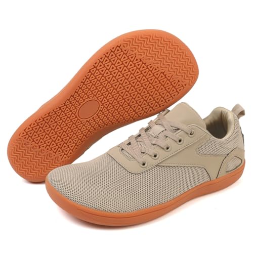 ZEPYFXIT Unisex Barfußschuhe Herren Barfuss Schuhe Damen Minimalistische Leicht Atmungsaktiv Fitnessschuhe Walkingschuhe mit Breite Zehenbox(Khaki 8814,36 EU) von ZEPYFXIT