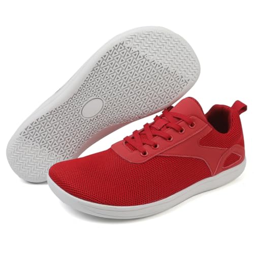 ZEPYFXIT Unisex Barfußschuhe Herren Barfuss Schuhe Damen Minimalistische Leicht Atmungsaktiv Fitnessschuhe Walkingschuhe mit Breite Zehenbox(Rot 8814,36 EU) von ZEPYFXIT