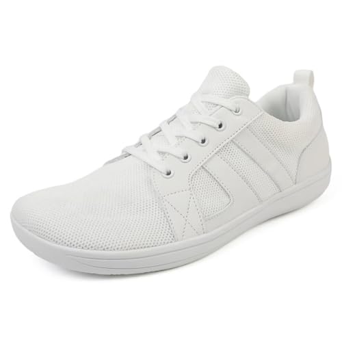 ZEPYFXIT Unisex Barfußschuhe Herren Barfuss Schuhe Damen Minimalistische Leicht Atmungsaktiv Fitnessschuhe Walkingschuhe mit Breite Zehenbox(Weiß 8815,46 EU) von ZEPYFXIT