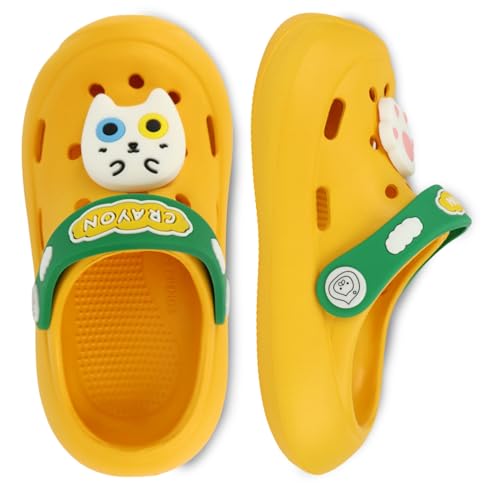 ZEPYFXIT Unisex Kinder Clogs Badelatschen Badesandalen Badeschuhe Gartenschuhe Pantoletten Mädchen Jungen Badeschlappen rutschfeste Atmungsaktive Strand Sandalen Gelb von ZEPYFXIT
