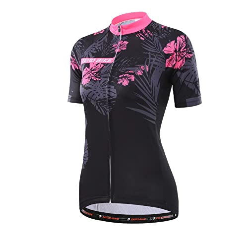 Damen Atmungsaktiv Schnelltrocknend Fahrradtrikot, Outdoor Kurzarm Radsport-Shirt, 0004, L von ZEROBIKE