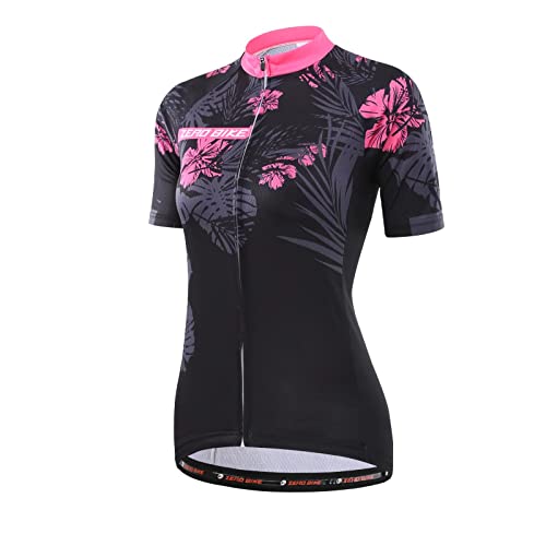 Damen Atmungsaktiv Schnelltrocknend Fahrradtrikot, Outdoor Kurzarm Radsport-Shirt, 0004, XL von ZEROBIKE