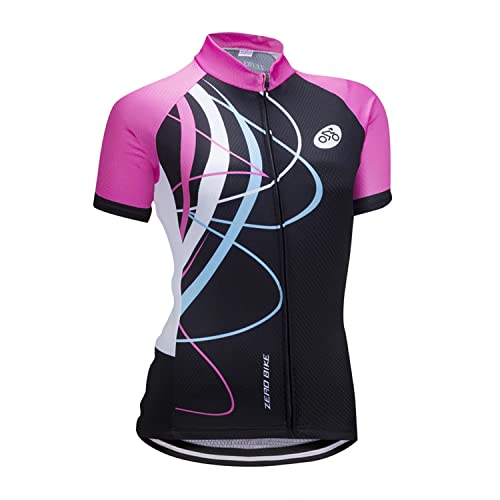 ZEROBIKE Damen Atmungsaktiv Schnelltrocknend Fahrradtrikot, Outdoor Kurzarm Radsport-Shirt, 0026, M von ZEROBIKE