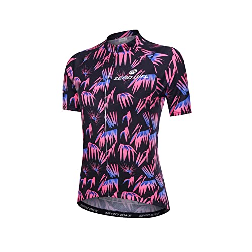 Damen Atmungsaktiv Schnelltrocknend Fahrradtrikot, Outdoor Kurzarm Radsport-Shirt (0006, S) von ZEROBIKE