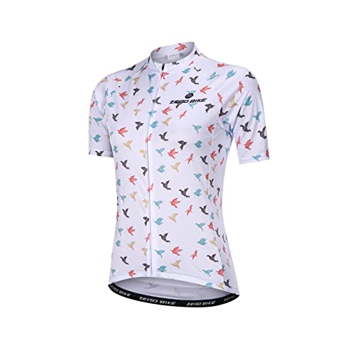 Damen Atmungsaktiv Schnelltrocknend Fahrradtrikot, Outdoor Kurzarm Radsport-Shirt (0007, S) von ZEROBIKE