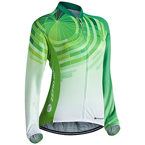 Damen Atmungsaktiv Schnelltrocknend Fahrradtrikot, Outdoor Lange Ärmel Radsport-Shirt, L, 003 von ZEROBIKE