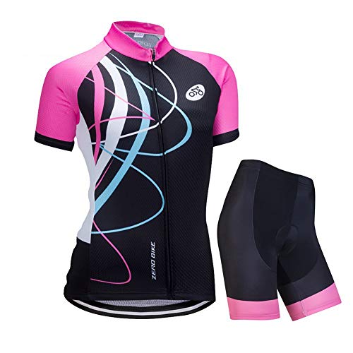 ZEROBIKE® Damen Kurzarm Radtrikot Jacke Fahrradshirt Schnell Trocken Atmungsaktiv Mountainbekleidung Bike Top von ZEROBIKE