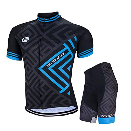 ZEROBIKE Herren-Fahrradtrikot, kurzärmelig, atmungsaktiv, 3D-gepolsterte Fahrradhose, Sportbekleidung, Anzug, schnell trocknend, Typ 4, Medium von ZEROBIKE
