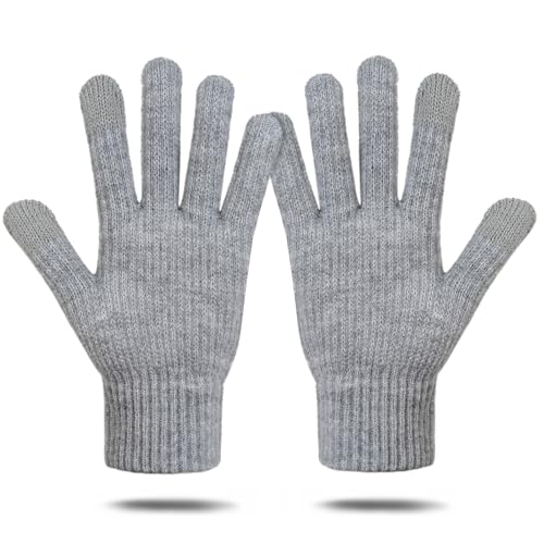 ZEROFAFA Damen Winter Warm Touchscreen Handschuhe Thermo Winterhandschuhe Fleece Strickhandschuhe Elastische Manschette Winter Handschuhe Outdoor Sport für Damen und Herren (grau) von ZEROFAFA