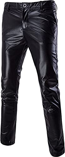 ZEROYAA Herren Nachtclub Metallic Gwoold Anzughose/Straight Bein Hose 30 / Tag Asian L Schwarz von ZEROYAA