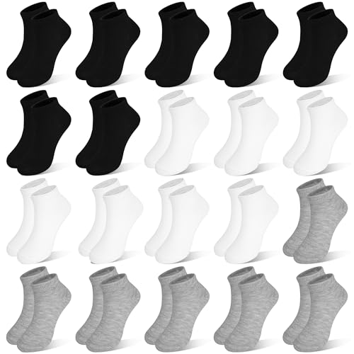 ZERULETS Jungen Mädchen Söckchen - Kleinkind Low Cut Socken - 20 Paar Unisex Klassische Farben Schwarz, Weiß und Grau Ankle Babysocken für 1-13 Jahre kleine Kinder（schwarz, weiß，grau,2-4 Jahre） von ZERULETS