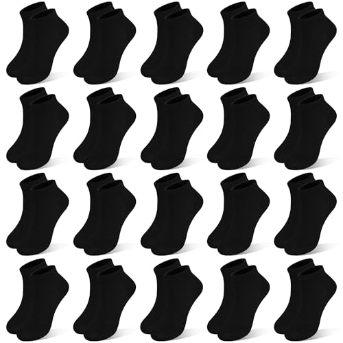 ZERULETS Jungen Mädchen Söckchen - Kleinkind Low Cut Socken - 20 Paar Unisex Klassische Farben Schwarz, Weiß und Grau Ankle Babysocken für 1-13 Jahre kleine Kinder（schwarz,2-4 Jahre） von ZERULETS