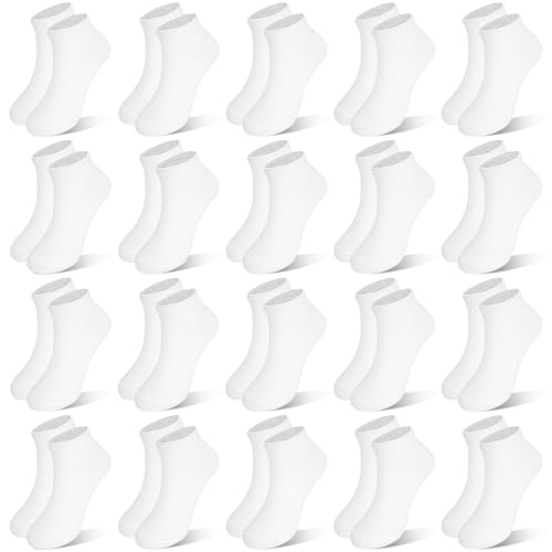 ZERULETS Jungen Mädchen Söckchen - Kleinkind Low Cut Socken - 20 Paar Unisex Klassische Farben Schwarz, Weiß und Grau Ankle Babysocken für 1-13 Jahre kleine Kinder（weiß,2-4 Jahre） von ZERULETS