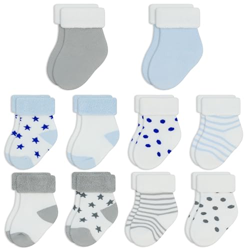 ZERULETS Babysocken Erstlingssocken Baumwolle Terry Warme Baby Thermal Dicke Socken 10 Paare Neugeborene Babys Winter Socke für 0-36 Monaten von ZERULETS