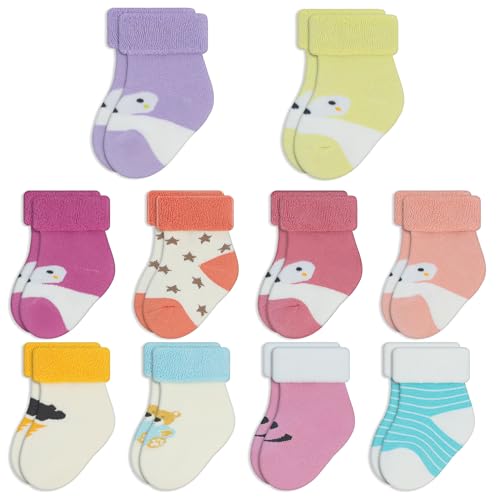 ZERULETS Babysocken Erstlingssocken Baumwolle Terry Warme Baby Thermal Dicke Socken 10 Paare Neugeborene Babys Winter Socke für 0-36 Monaten von ZERULETS