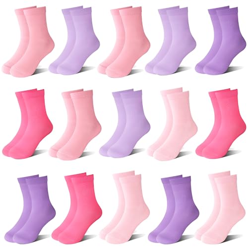 ZERULETS Mädchen Socken - 6 leuchtende Farben, 15 Paare für 2-4 Jahre, 20-23, 23-27, 31-34, 35-38 von ZERULETS