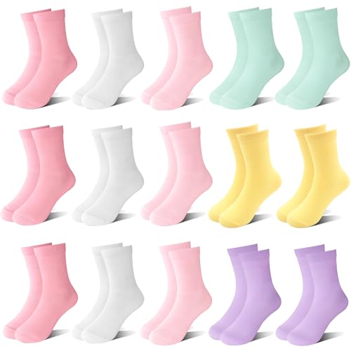 ZERULETS Kinder Socken Mädchen Socken Sneaker Socken Kinder Crew Schulsocken Mädchen Sportscoken 15 Paare für 2-4 Jahre 20-23 23-27 31-34 35-38 von ZERULETS
