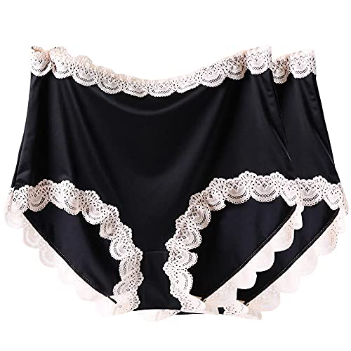 ZESLIV 2 STK Damenunterwäsche Spitze Slip String Satin Panties Unterwäsche Damen Unterhose Plusgröße Schwarz von ZESLIV