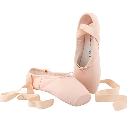 ZESLIV Ballettschuhe für Mädchen Kinder Damen Hautfarbe Tanzschuhe aus Segeltuch Ballettschläppchen Gr.31-43 von ZESLIV