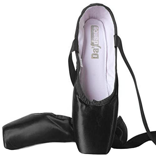ZESLIV Ballettschuhe für Mädchen Kinder Damen Schwarz Satin Spitzenschuhe Tanzschuhe Ballettschläppchen Gr.31-43 von ZESLIV