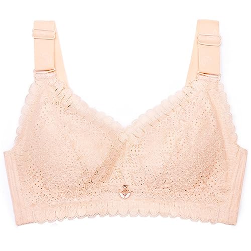 ZESLIV Damen BH Minimizer Push Up BH ohne Bügel Hautfarbe 120C große größen Ungefüttert Spitzen Atmungsaktiv Wohlfühl Bralette von ZESLIV
