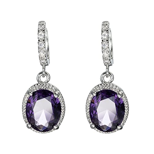 ZESLIV Damen hängende Ohrringe Weißgold Strass kristall Violett Ohrringe Ohrhänger Hängeohrringe Ohrstecker Modeschmuck von ZESLIV