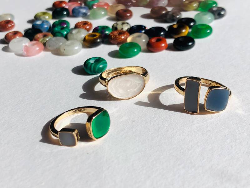 Offene Ringe Grün Blau Weiß Wasserfest Und Größenverstellbar von ZESTFULRINGS