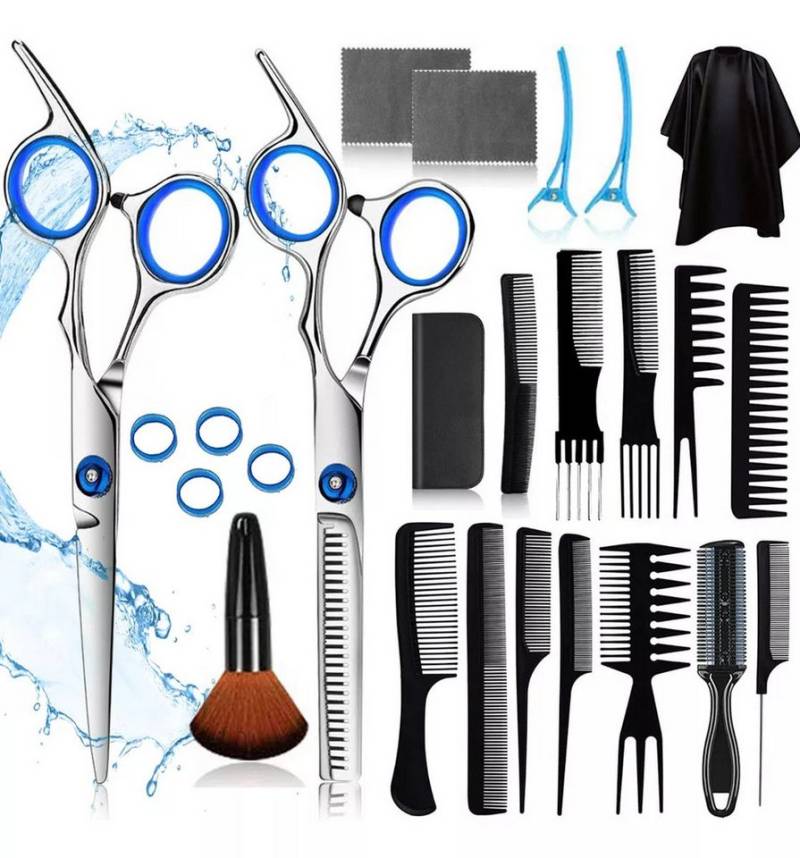 ZEUOPQ Haarschere Haarschere Friseurschere Profi Haarschneideschere Professionelle Set, (Neues 23-teiliges Set), Haarschere und Modellierschere, strichmattiert von ZEUOPQ