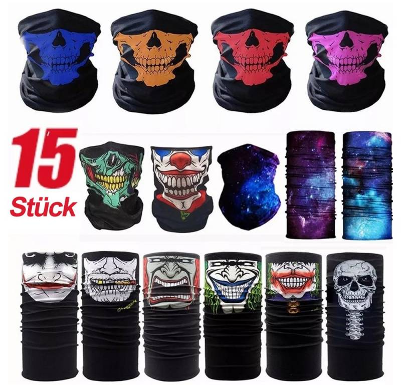 ZEUOPQ Multifunktionstuch Multifunktionstuch Kopftuch, Radfahren Gesichtsmaske 15-er Set, (15-St), Outdoor Sport Warm Halloween Multifunktions von ZEUOPQ