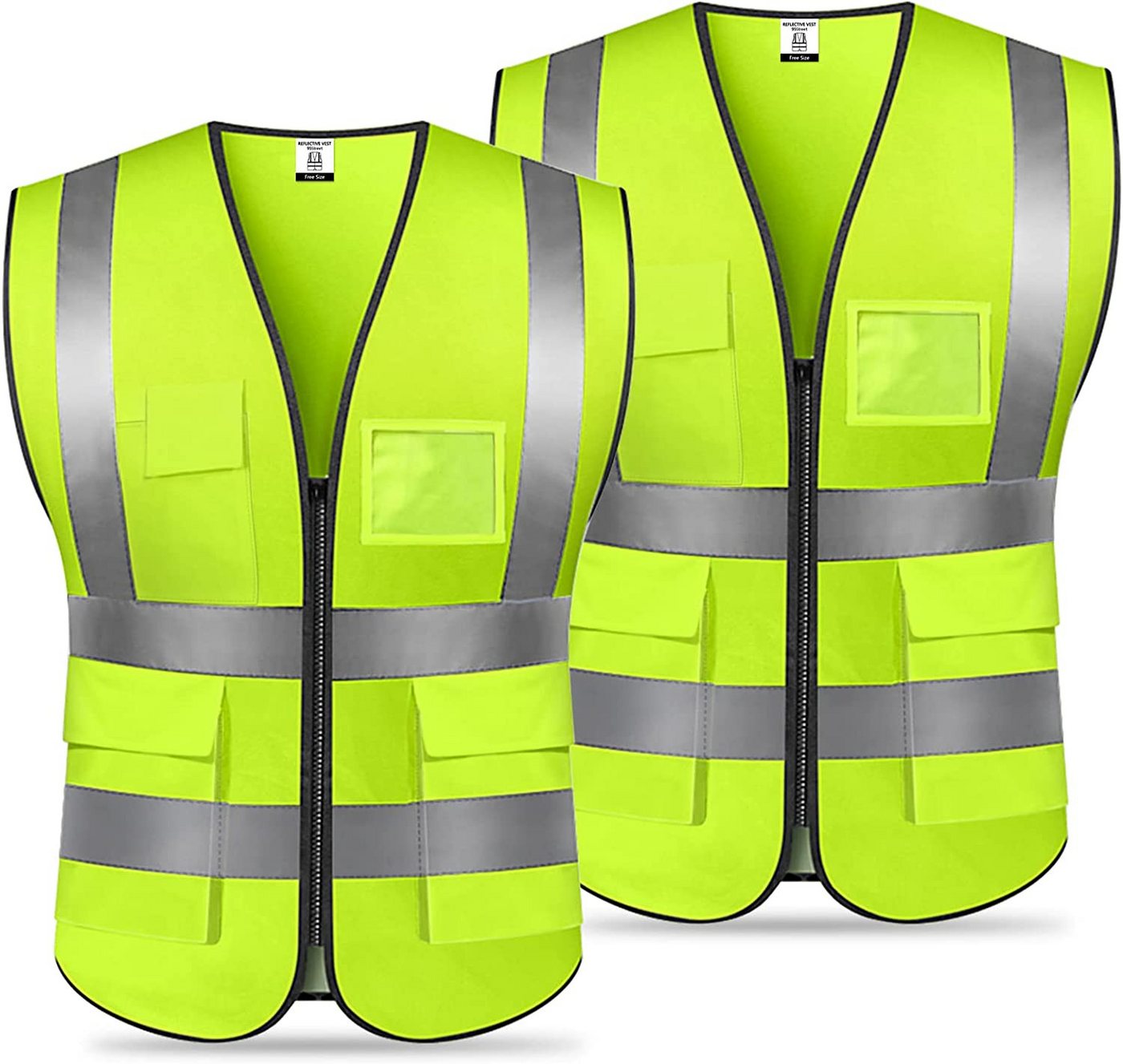 ZEUOPQ Warnweste Reflektierende Industrie-Sicherheitsweste mit Taschen, 2er-Pack Warnschutz Arbeitsweste Sicherheitsweste, Unisex-Sicherheitsweste von ZEUOPQ