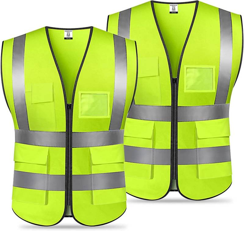 ZEUOPQ Warnweste Reflektierende Industrie-Sicherheitsweste mit Taschen, 2er-Pack Warnschutz Arbeitsweste Sicherheitsweste, Unisex-Sicherheitsweste von ZEUOPQ