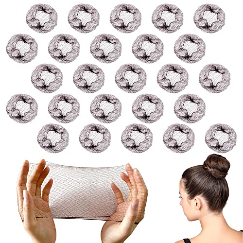 ZEVONDA 20 PCS Unsichtbare Haarnetze - 50cm/20 Zoll Elastische Kante Mesh Haarnetz Haar Brötchen Halter für Ballett Tanz Gymnastik Haar Brötchen für Frauen Mädchen, Braun von ZEVONDA