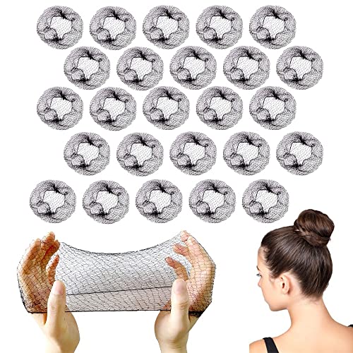 ZEVONDA 20 PCS Unsichtbare Haarnetze - 50cm/20 Zoll Elastische Kante Mesh Haarnetz Haar Brötchen Halter für Ballett Tanz Gymnastik Haar Brötchen für Frauen Mädchen, Schwarz von ZEVONDA