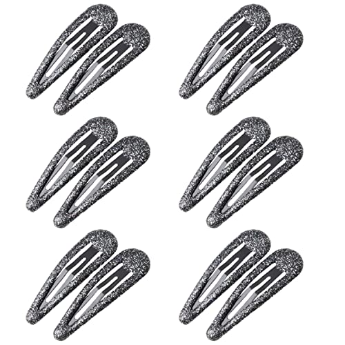 ZEVONDA Glitzer Haar Schnappclips - Metall Haarspangen Bunte Glitzer Pailletten Haarspangen Haarspangen Haarspangen Haarstyling Zubehör für Kleinkinder Kinder Mädchen Frauen, Schwarz *12 von ZEVONDA
