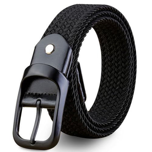 ZEWZI Elastischer Gürtel Herren, Geflochtener Stretchgürtel Herren ohne Löcher 33mm, Flechtgürtel Stufenlos Verstellbar von ZEWZI