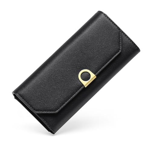 ZEWZI Geldbörse Damen Leder Gross, Geldbeutel Damen groß und im Langformat mit Kartenschlitzen und kleinem Münzfach Elegant Damen Portemonnaie Clutch von ZEWZI