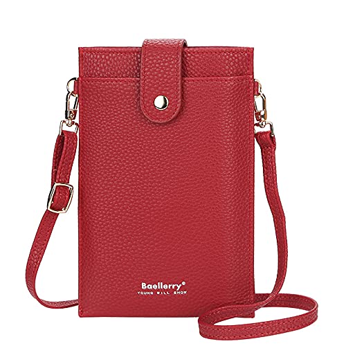 ZEWZI Handy Umhängetasche Damen, PU Leder Handytasche mit Zipper Geldbörse,Viele Fächer Cross-Body Schultertasche mit Verstellbar Abnehmbar Schultergurt von ZEWZI