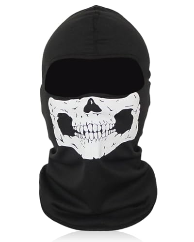 ZEXIJOW 1 Stück Ghost Maske,Skelett Mask Motorrad Sturmhaube Skull Gesichtsmaske Totenkopf Balaclava Halloween Vollgesichtsmaske Herren Schädel Face Skimaske Set Sommer Atmungsaktiv Skelettmaske von ZEXIJOW
