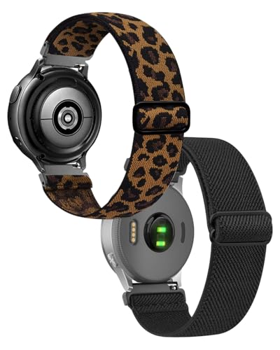 ZEXIJOW 2 Pcs Elastische Uhrenarmbänder 20mm Armband,Verstellbarer, elastischer Nylongurt mit Schnellverschluss Dehnbares Nylon Loop Sport Atmungsaktive Ersatzarmband für Herren Damen von ZEXIJOW